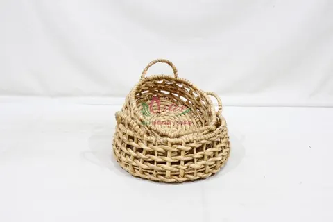 Rattan Export Handwoven Water Hyacinth Basket – Natural Storage Bin - REX-SD20169A-2NA