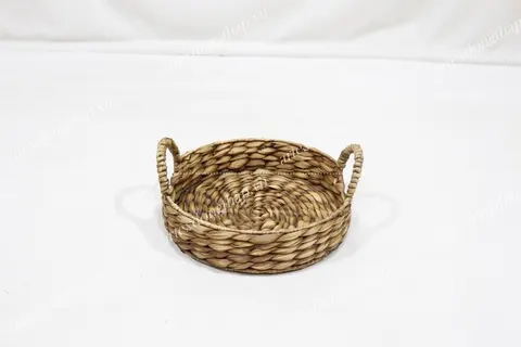 Rattan Export Hand-Woven Water Hyacinth small Tray, Storage Trays With Handles, food tray with Natural Material - REX-SD20326A-4-1BR