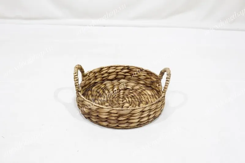 Rattan Export Hand-Woven Water Hyacinth small Tray, Storage Trays With Handles, food tray with Natural Material - REX-SD20326A-4-1BR