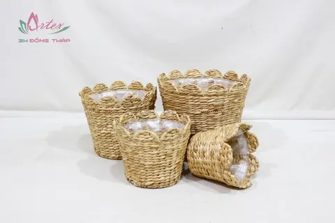 Rattan Export Vietnam Handicraft Woven Water Hyacinth Storage Basket by - REX-SD20520A-4NA