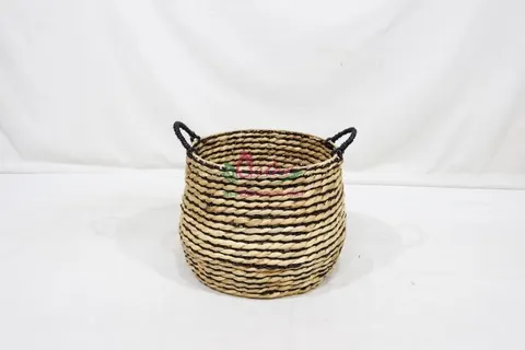 Rattan Export Natural Handwoven Water Hyacinth Basket – Laundry & Planter Bin - REX-SD20603C-2MC