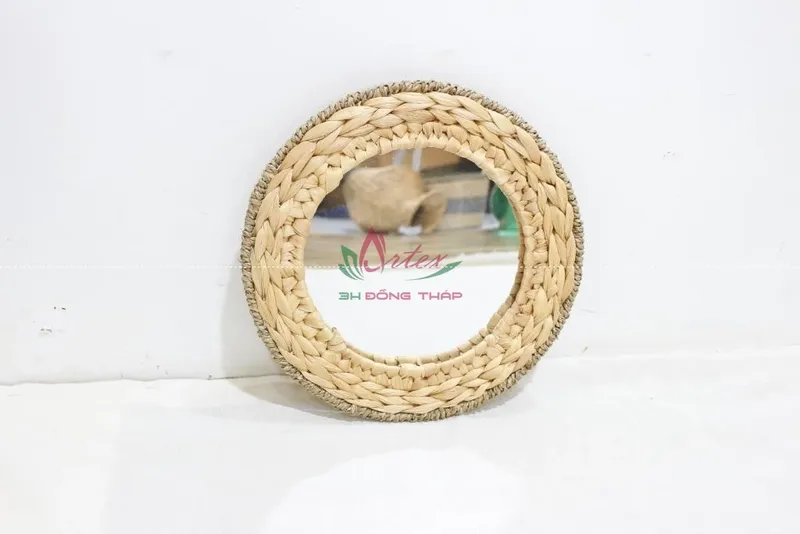Rattan Export Handmade Water Hyacinth Woven Wall Mirror Vietnam Manufacturer - REX-SD7796A-1NA
