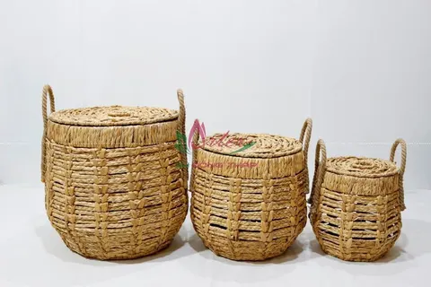Rattan Export Water hyacinth laundry basket - REX-SD9881B-3NA