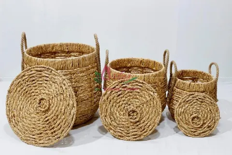 Rattan Export Water hyacinth laundry basket - REX-SD9881B-3NA