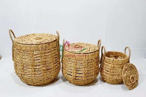 Rattan Export Water hyacinth laundry basket - REX-SD9881B-3NA