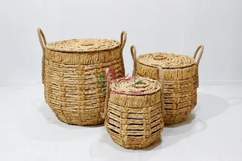 Rattan Export Water hyacinth laundry basket - REX-SD9881B-3NA