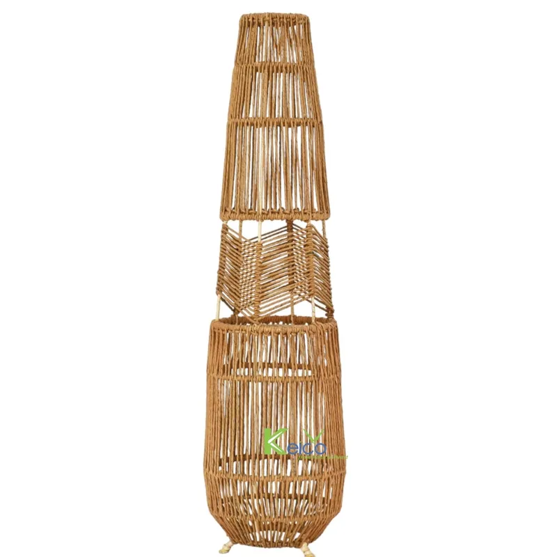 Rattan Export Đèn sàn mây thiết kế mới cho trang trí sang trọng, có kệ dưới - REX-KC24022601