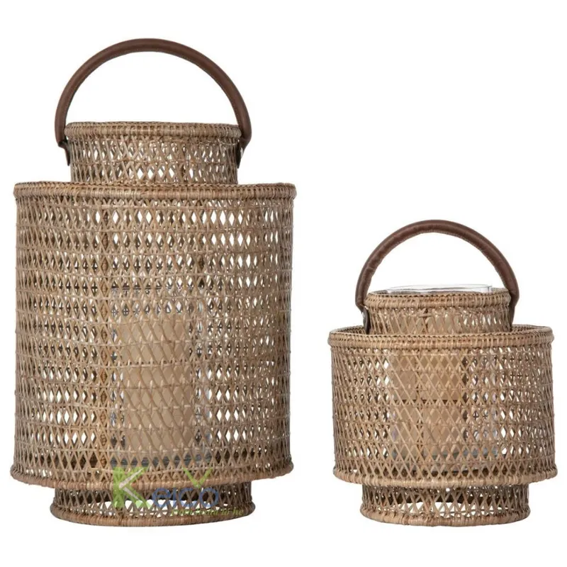 Rattan Export Colección de faroles de ratán 2025, farol marrón con toque moderno, 2 tamaños - REX-24111504