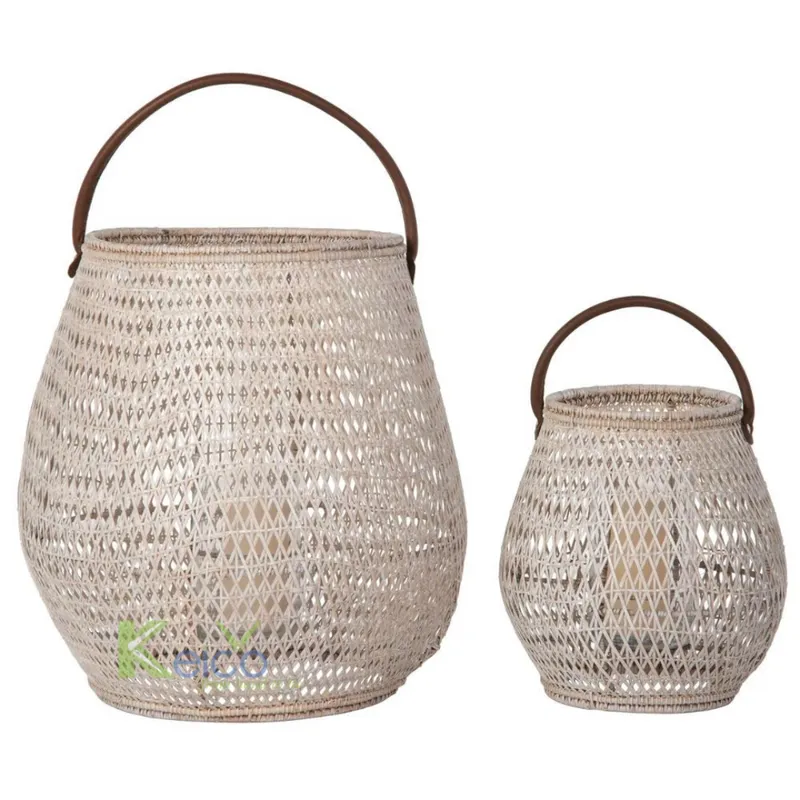 Rattan Export Collezione lanterne in rattan 2025, lanterna Dream bianca arrotondata, 2 misure - REX-24111503