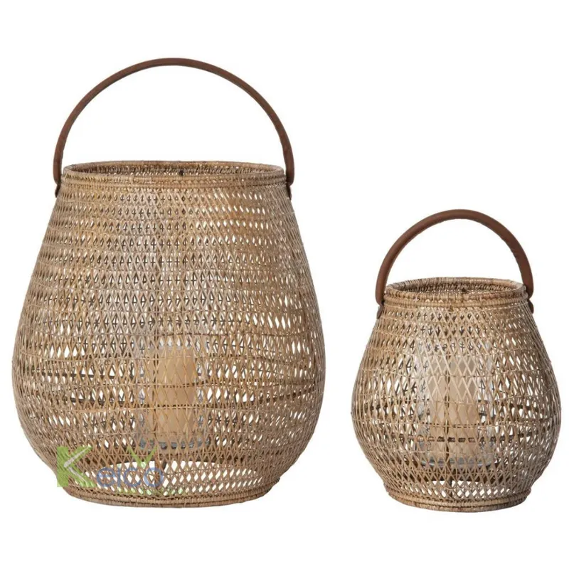 Rattan Export Rattanlaternen-Kollektion 2025, braune abgerundete Dream-Laterne, 2 Größen - REX-24111502
