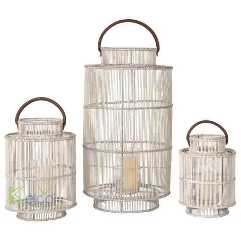 Rattan Export Collection Rattan Lantern 2025 White Snow Lantern with 3 Sizes - REX-24111501