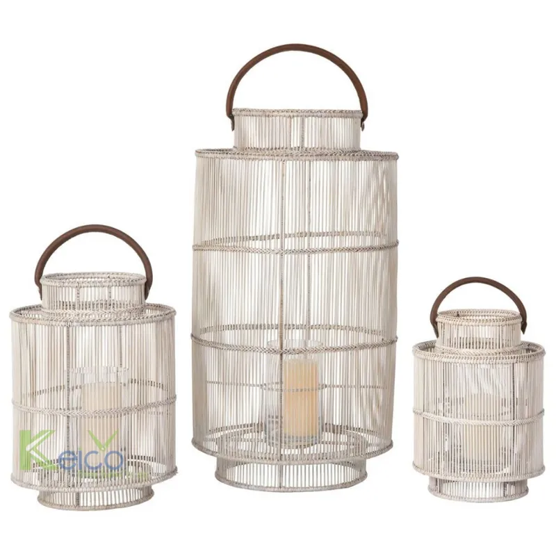 Rattan Export Collection Rattan Lantern 2025 White Snow Lantern with 3 Sizes - REX-24111501