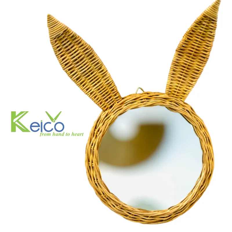 Rattan Export Round Rabbit Rattan Mirror, Wall Hanging Decoration - REX-8423091311