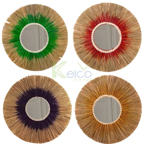 Rattan Export Colorful Round Segarss Hanging Mirrors, Wall Decoration D60 cm KC24011201 - REX-8423070530-1-1