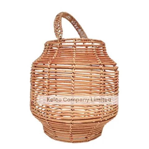 Rattan Export High Quality Brown Handwoven Rattan Lantern With Handle Size 18,5x28cm KC23112801 - REX-8423091614-1-1-1