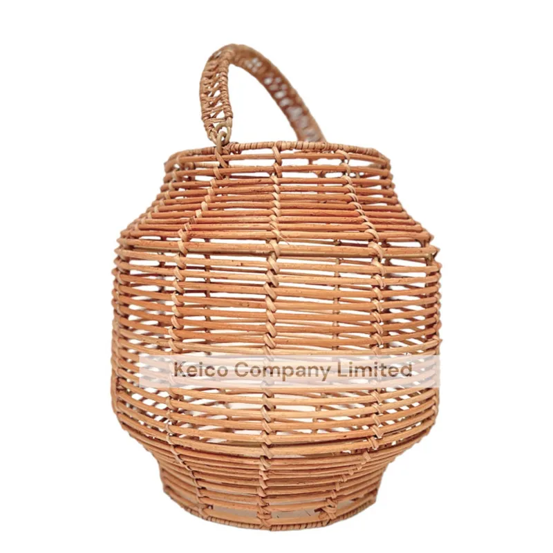 Rattan Export Đèn lồng mây đan thủ công màu nâu chất lượng cao có tay cầm, kích thước 18,5x28cm KC23112801 - REX-8423091614-1-1-1