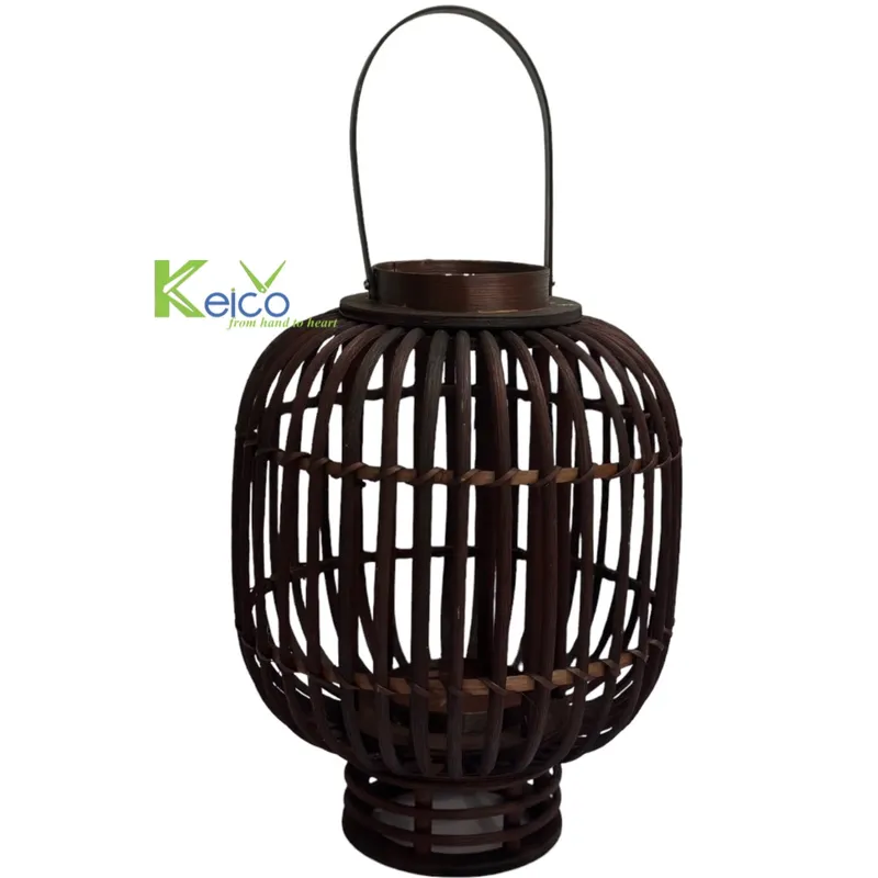 Rattan Export Lanterna portacandela in rattan nero con base - REX-K2392602