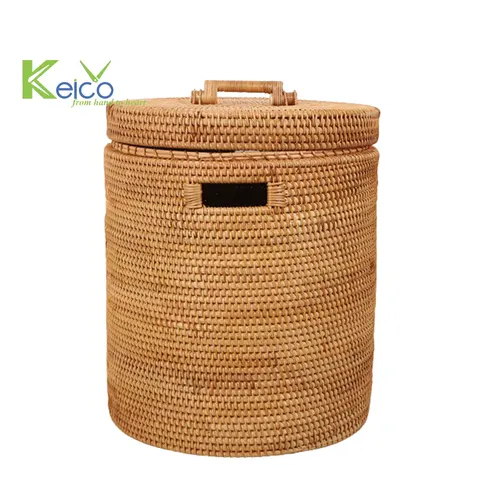 Rattan Export Cesta de ropa redonda de ratán con tapa 202309221989 - REX-8423072153-1