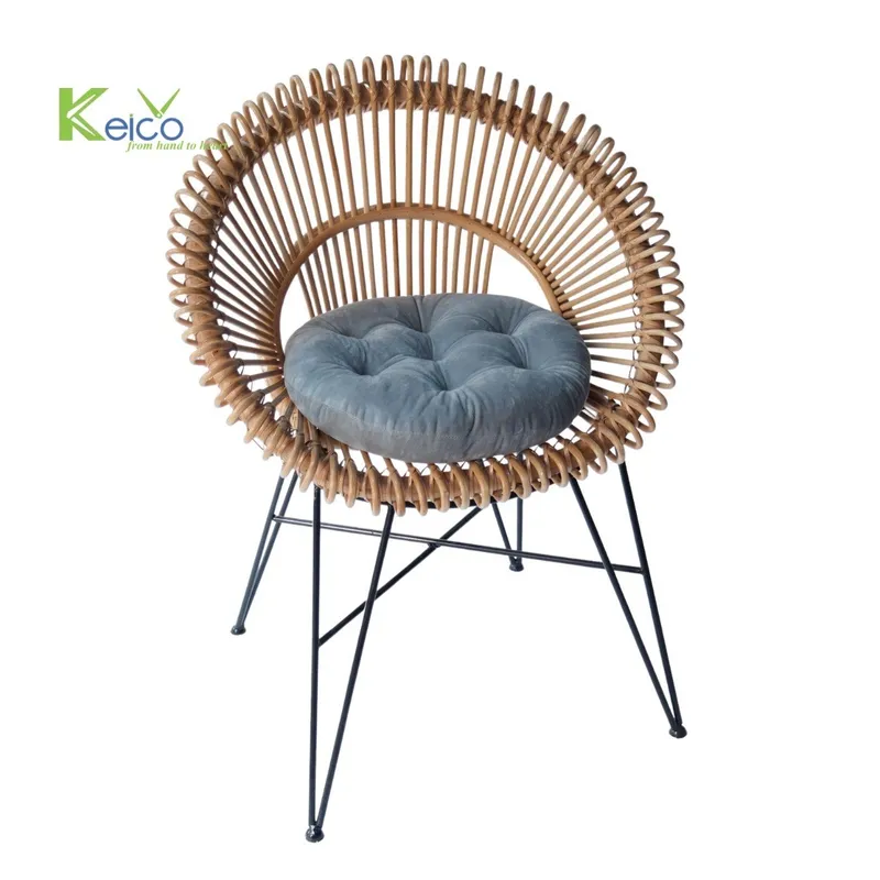 Rattan Export Silla redonda de ratán con patas de metal - REX-84230915