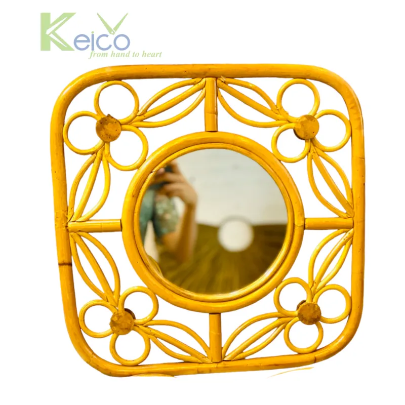 Rattan Export Rattan Flower Square Wall Mirror, Hanging Wall Decor - REX-8423091312