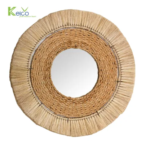 Rattan Export Round Hanging Mirrors, Wall Decoration, Jute Woven D60 cm 2309111991 - REX-8423070530-1