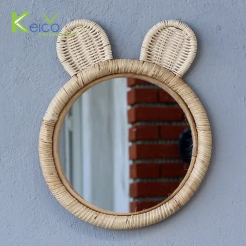 Rattan Export Eco-Friendly rabit rattan mirror 26×33 cm for home decoration 8423070330 - REX-8423063030