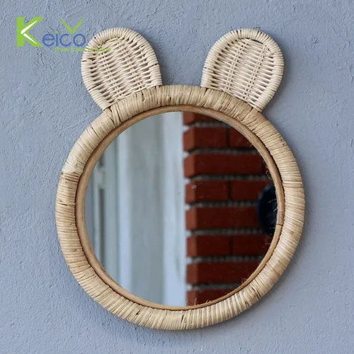 Rattan Export Espejo de ratán con forma de conejo ecológico 26×33 cm para decoración del hogar - REX-8423063030