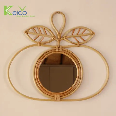 Rattan Export Hot trend wall decoration flower pattern rattan mirror 56x 52 cm for home decoration - REX-8423070428