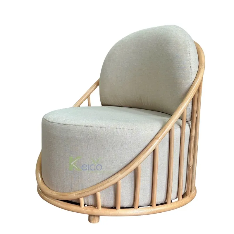 Rattan Export Poltrona lounge in rattan naturale con cuscino imbottito – Stile resort moderno - REX-KCFA025