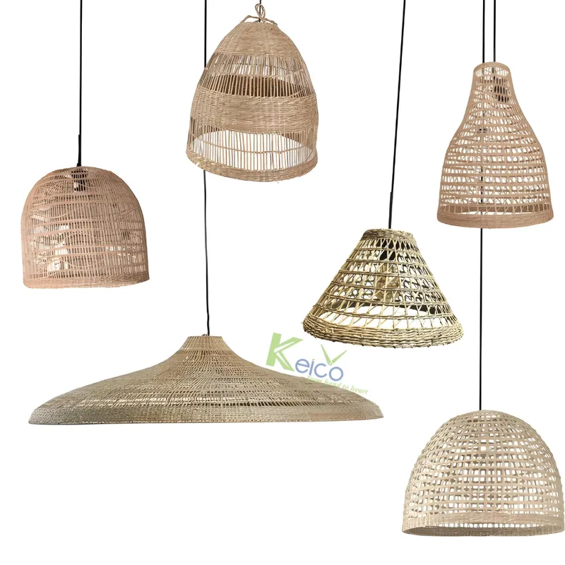 Rattan Export Vietnam Seagrass Pendant Light 2024 With Many Designs and Sizes, Natural Color Style Boho - REX-8423060201-1