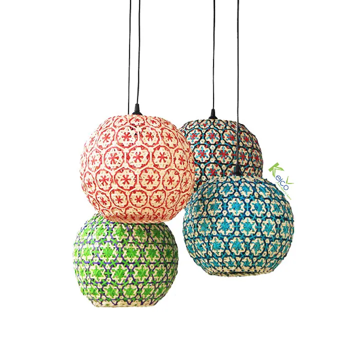 Rattan Export Lámpara colgante redonda de bambú colorida 30×26 cm - REX-8423061306