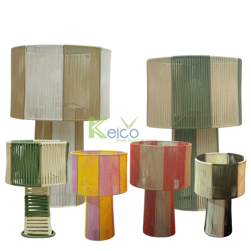 Rattan Export Leuchten-Kollektion aus recyceltem PP-Gewebe – Nachhaltige Eleganz, inspiriert von der Natur – Tischlampe - REX-250409