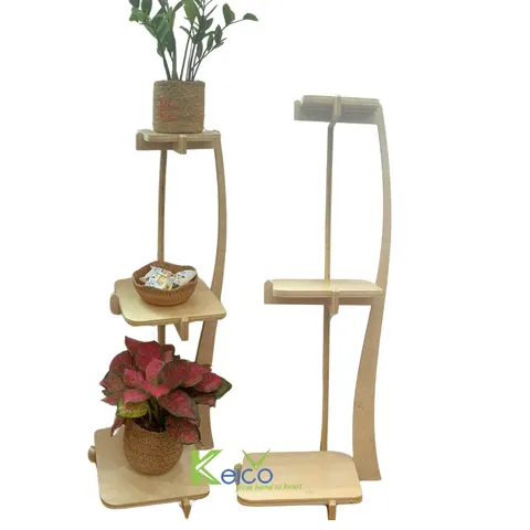 Rattan Export Kệ cây bằng gỗ dán gấp gọn 3 tầng – Giải pháp tiết kiệm không gian hoàn hảo cho góc xanh - REX-25031201