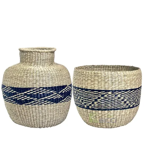 Rattan Export Bộ sưu tập bình cỏ biển 2024 – Hai bình họa tiết truyền thống - REX-8423091415-3
