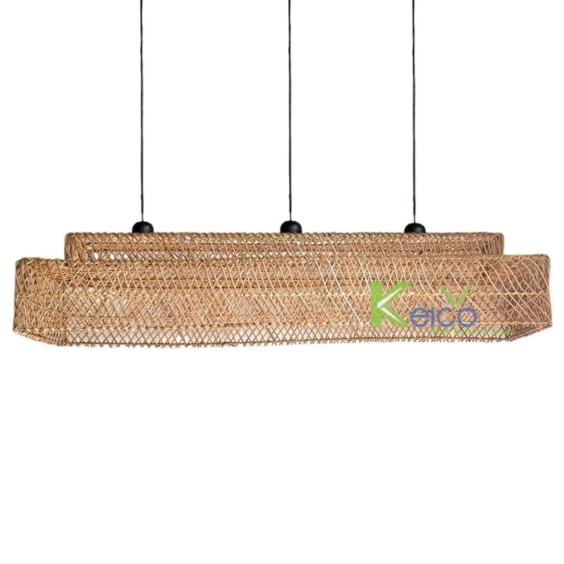 Rattan Export Collezione paralumi grandi: lampada lunga in rattan con 3 lampadine - REX-84230602024-2