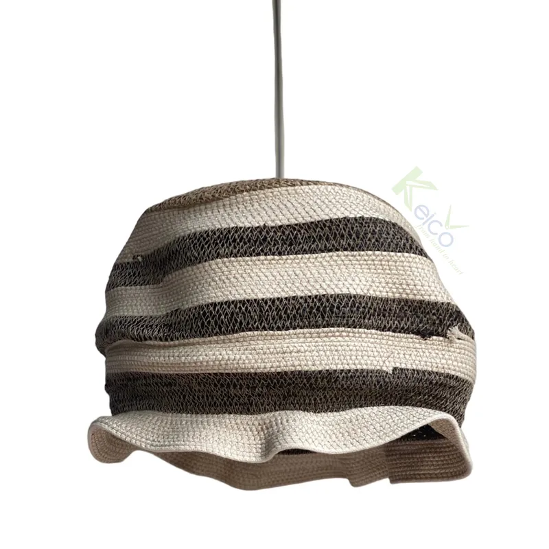 Rattan Export Wholesale Seagrass Pendant Light 2024 With Curved Line Customize Sizes and Colors - REX-8423060201-1-2-2