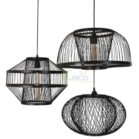 Rattan Export Black Bamboo Pendant Light Shade - REX-8423082411