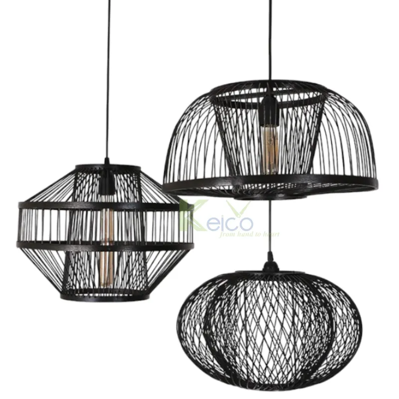 Rattan Export Pantalla colgante de bambú negro - REX-8423082411