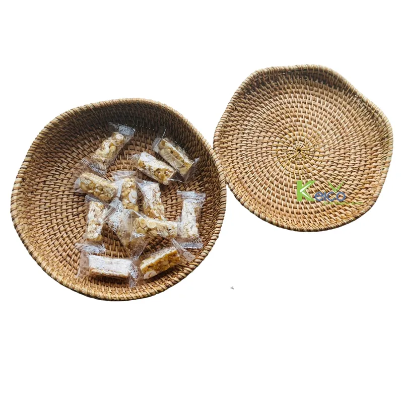 Rattan Export Plato de ratán natural de alta calidad con bordes curvos, 2 tamaños - REX-8423071719-1-1
