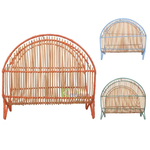 Rattan Export Customize Color Line and Natural Body Rattan Magazine Rack Holder Book Shelf For Decoration - REX-K23102303-1