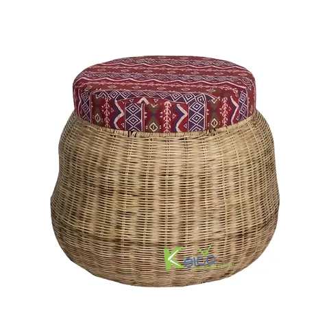 Rattan Export Rattan Pouf With Cushion in Resort/Hotel/Restaurant Decoration Collection 2024 - REX-8423072103-1