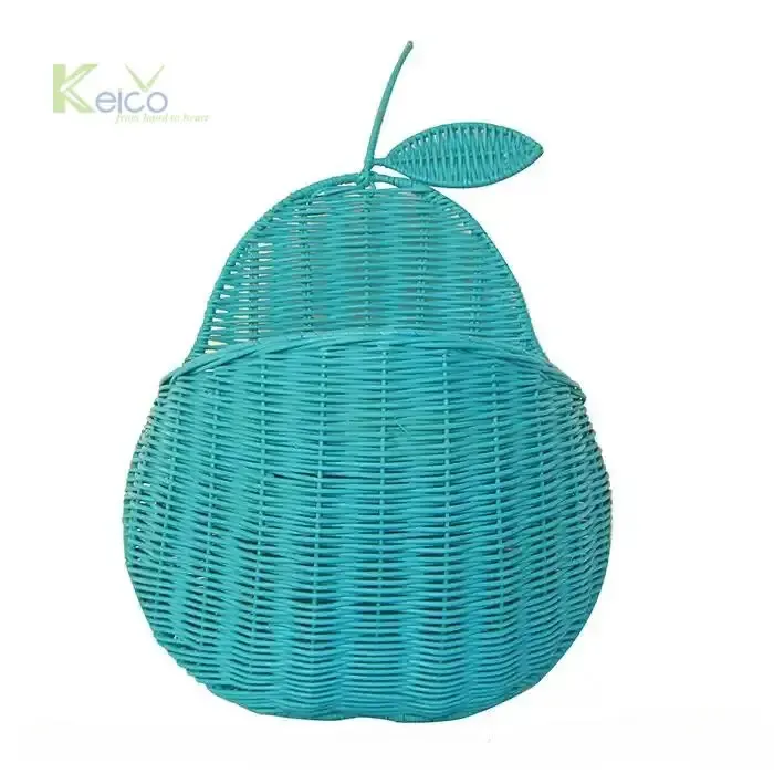 Rattan Export Cesto da parete in rattan blu a forma di pera di nuovo design dal Vietnam KC24013001 - REX-8423071243-1-1-1