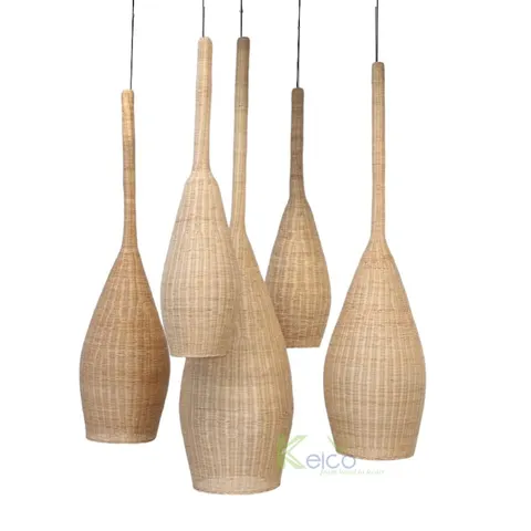Rattan Export Special Design Shape Rattan Pendant Light With Long Neck and 3 Sizes KC24010901 - REX-8423060202-2