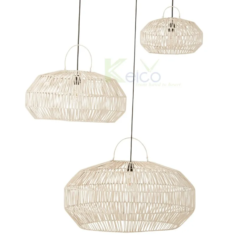 Rattan Export Hochwertiger luxuriöser weißer Rattanlampenschirm in 3 Größen aus Vietnam KC23122101 - REX-2308241993-1-1