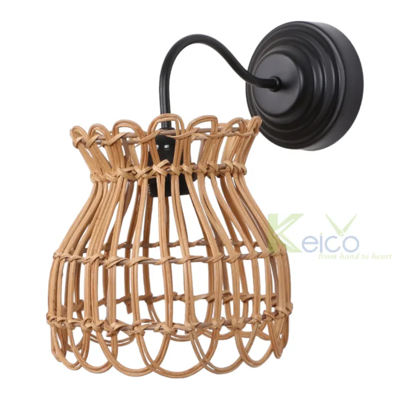 Rattan Export Lámpara de pared superventas para decoración mural a precio mayorista de Vietnam KC23121801 - REX-8423300644-1-1-1