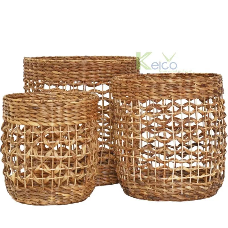 Rattan Export Cesta de almacenamiento redonda de hierba marina a precio mayorista, fabricada en Vietnam KC23121401 - REX-K23102301-2
