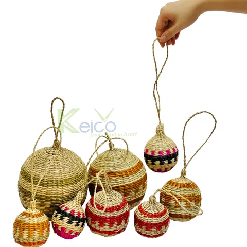 Rattan Export Wholesale Colorfull Hanging Sedge Balls With Customize Size For Christmas Decor KC23112703 - REX-K2392502-1-1-2-1