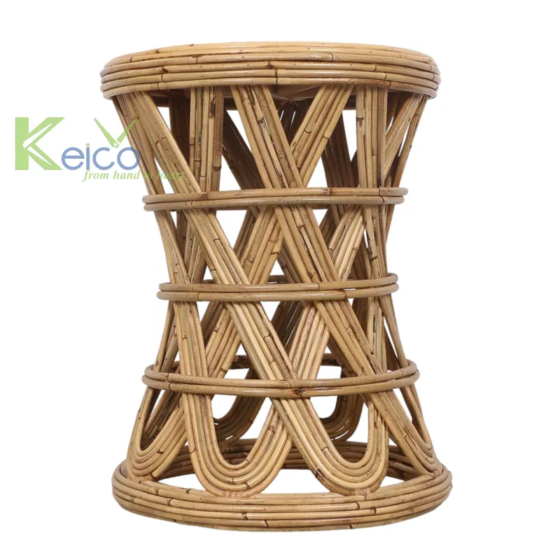Rattan Export Mesa auxiliar redonda de ratán natural de alta calidad 48 x 36 cm K23111401 - REX-K23101303-1