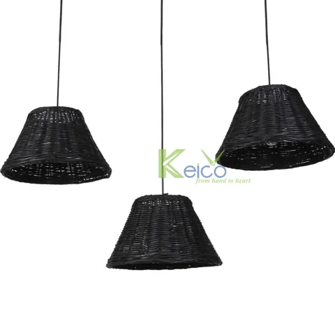 Rattan Export High applicability black pendant light shade, rattan woven KC23111301 - REX-2308151988-1