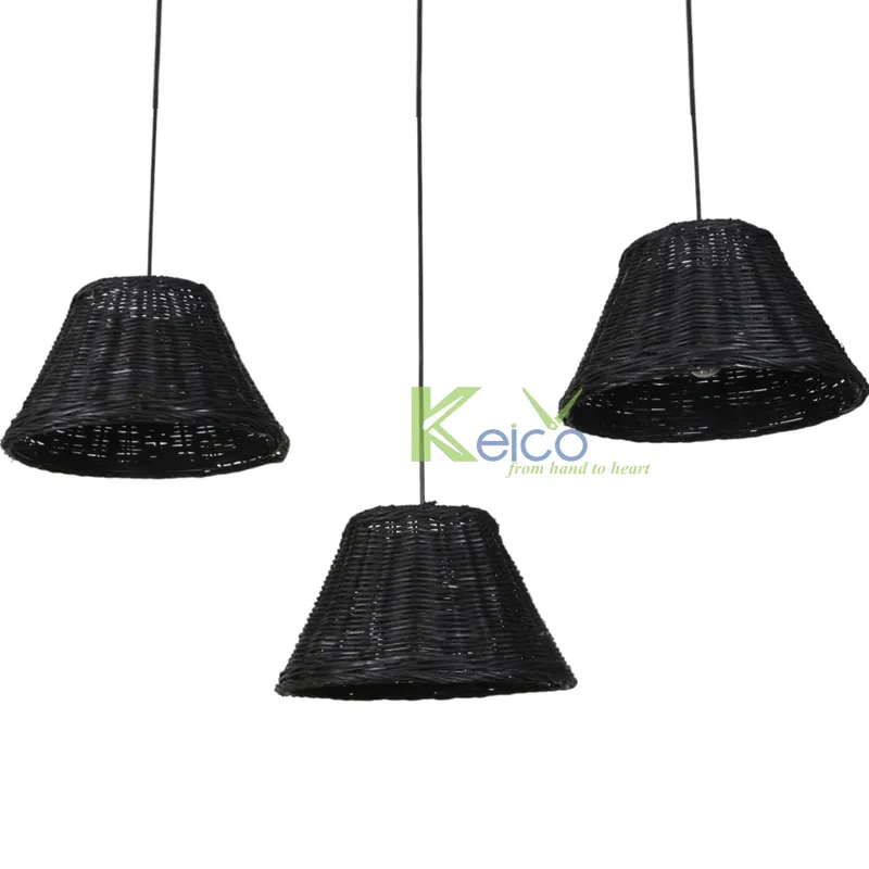 Rattan Export High applicability black pendant light shade, rattan woven KC23111301 - REX-2308151988-1